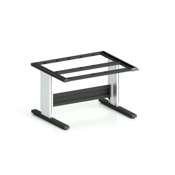 Höhenverstellbares Tischgestell TriMax Comfort (Art.-Nr. 162.142.000.78) in 1200 mm Breite und 1000 mm Tiefe, C-Fuß mit Spindelhub, Gestell in Tiefschwarz RAL 9005 und eloxierten Aluminium-Hubsäulen, Tragkraft 4000N