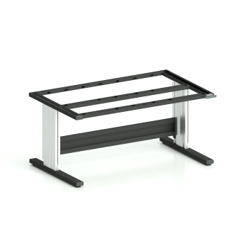 Höhenverstellbares Tischgestell TriMax Comfort (Art.-Nr. 162.342.000.78) in 1600 mm Breite und 1000 mm Tiefe, C-Fuß mit Spindelhub, Gestell in Tiefschwarz RAL 9005 und eloxierten Aluminium-Hubsäulen, Tragkraft 4000N mit Erdung