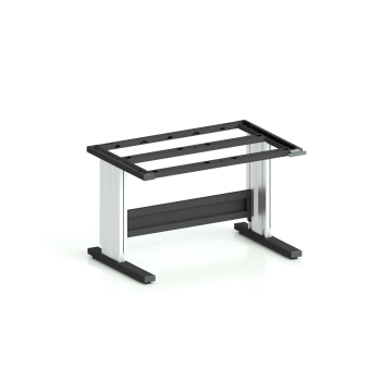 Höhenverstellbares Tischgestell TriMax Premium (Art.-Nr. 164.122.000.78) in 1200 mm Breite und 800 mm Tiefe, C-Fuß mit Spindelhub, Gestell in Tiefschwarz RAL 9005 und eloxierten Aluminium-Hubsäulen, Tragkraft 4000N