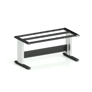 Höhenverstellbares Tischgestell TriMax Premium (Art.-Nr. 164.322.000.78) in 1600 mm Breite und 800 mm Tiefe, C-Fuß mit Spindelhub, Gestell in Tiefschwarz RAL 9005 und eloxierten Aluminium-Hubsäulen, Tragkraft 4000N