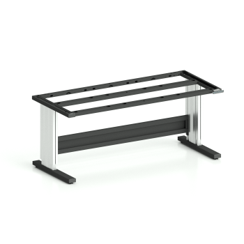 Höhenverstellbares Tischgestell TriMax Premium (Art.-Nr. 164.422.000.78) in 1800 mm Breite und 800 mm Tiefe, C-Fuß mit Spindelhub, Gestell in Tiefschwarz RAL 9005 und eloxierten Aluminium-Hubsäulen, Tragkraft 4000N